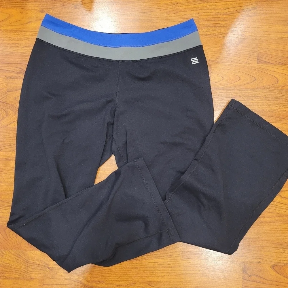 Lands' End Colorblock Blue Gray Pink Leggings - L